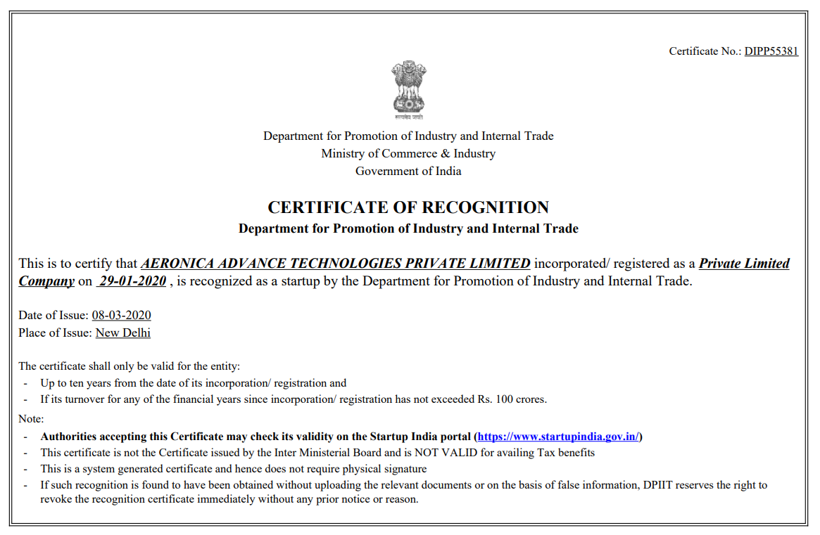 DIPP Certificate